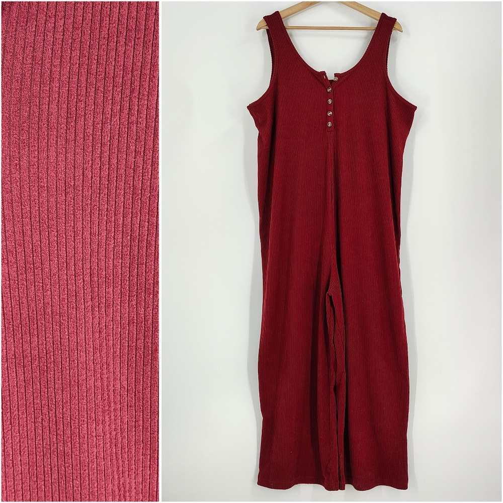 Old Navy Red Ribbed Jumpsuit